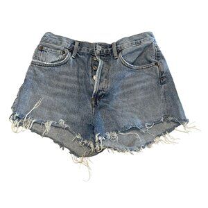 Agolde Parker Vintage Riptide Light Wash Blue Denim Cut Off Shorts Women's 24